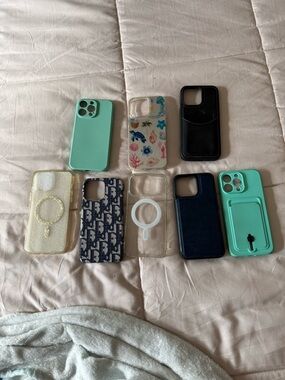 Dior Phone Case Lot in Mint, Navy, Black, Clear & Patterned Styles